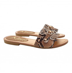 WOMEN'S JEWEL SANDALS WITH PYTHON EFFECT BAND