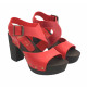 RED CLOGS IN LEATHER AND COMFY HEEL 9