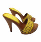 YELLOW CLOGS WITH LASERED LEATHER BAND