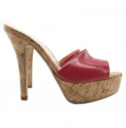 RED SANDAL WITH CORK EFFECT - KE103 ROSSO