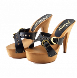 BLACK LEARTHER SANDALS -...