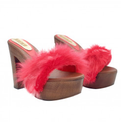 CLOGS WITH RED FUR AND HIGH...