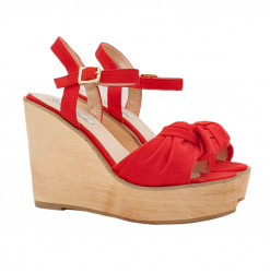 WEDGE CLOGS RED WITH ANKLE STRAP HEEL 11 - GZ180 ROSSO