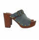 BLUE CLOGS IN LEATHER AND COMFY HEEL 9 - MY136 BLU