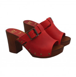 RED CLOGS IN LEATHER WITH...