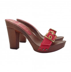 RED CLOGS IN LEATHER WITH...