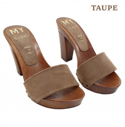 TAUPE CLOGS IN SUEDE -...