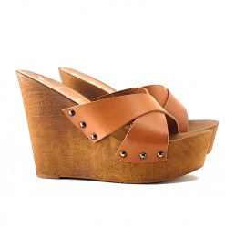 Wedges Clogs Double Leather...