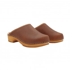 BROWN WOODEN HOLLAND CLOGS...