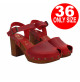 RED CLOGS IN LEATHER WITH OPEN TOE - MY175 ROSSO