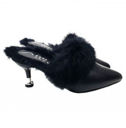 MULES WITH FUR - KC018 NERO