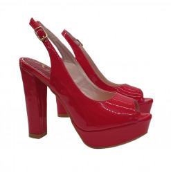 OPEN TOE RED SANDALS WITH ANKLE STRAP HEEL 12 - KC27 VERN ROSSO