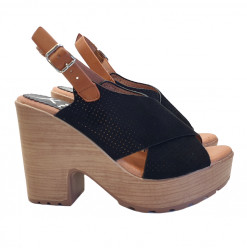 WOMEN'S BLACK SANDALS IN SYNTHETIC SUEDE - KC3395 NERO
