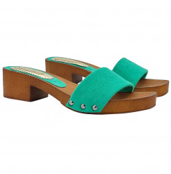 Elegant clogs with green suede band and comfortable heel - G901 CAM VERDE