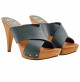 Black clogs with double crossed band - Heel 11 - MY32120 NERO