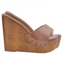 LEATHER WEDGE CLOGS - MYZ310 CUOIO