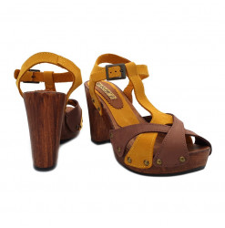 LEATHER SANDALS WITH 10 CM...