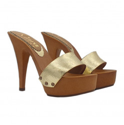 GOLD COLOR LEATHER CLOGS -...