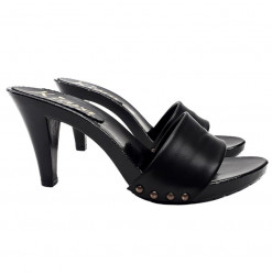 BLACK LACQUERED CLOGS HEEL 9